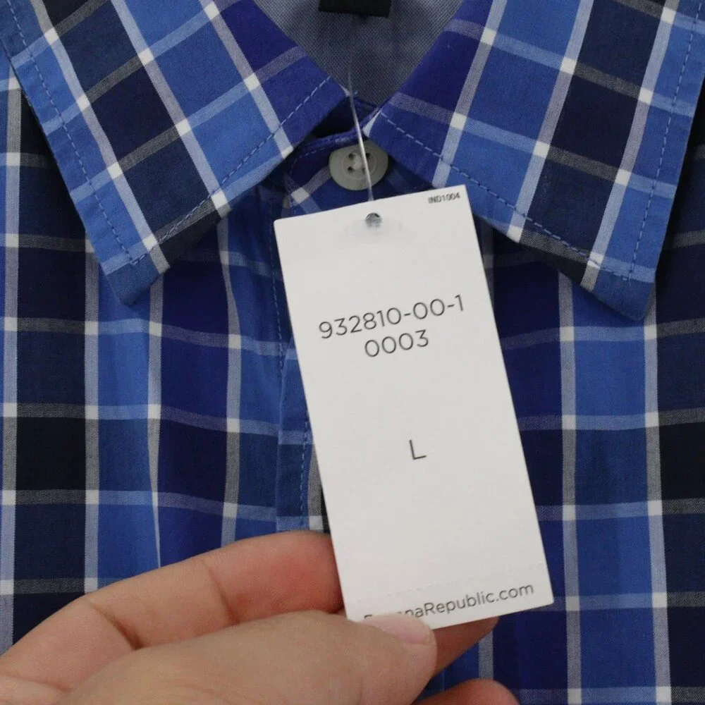 NWT Banana republic shirt Mens Large soft wash slim fit long sleeve cotton plaid